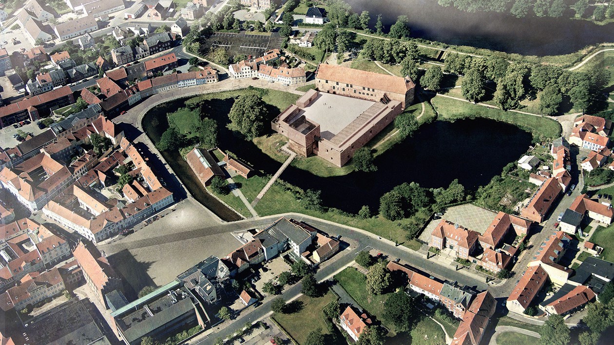 Loftfoto og det kommende Nyborg Slot