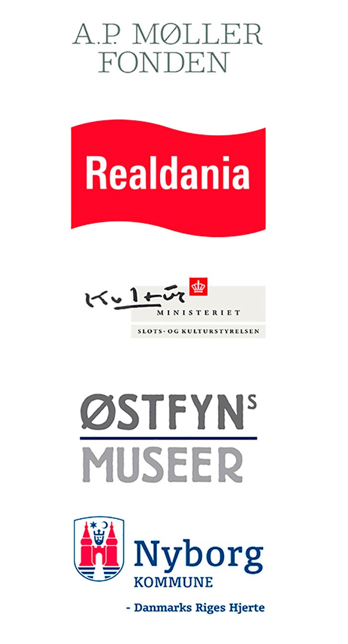 Logo banner med: Realdania, Slots- og Kulturstyrelsen, Østfyns Museer og Nyborg Kommune